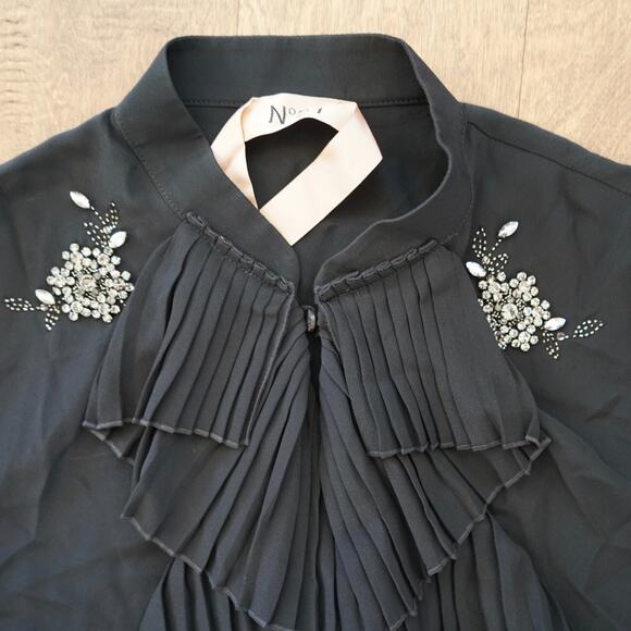 No. 21 ITALY Silk Acetate Ruffle Neck embellished blouse IT 38 US 2 - Picture 7 of 8